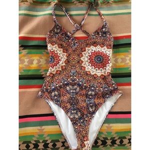 Wolf and Whistle Printed Lace Up Swimsuit US 8